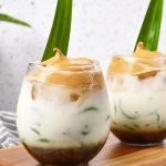 iced cendol latte with dalgona coffee