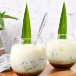 iced cendol with palm sugar syrup and coconut milk