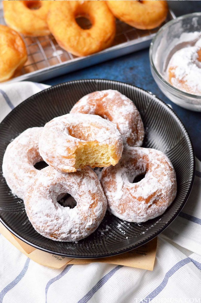 old-fashioned potato doughnuts with powdered sugar