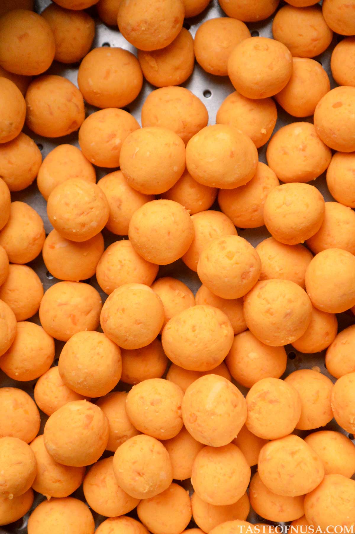 sweet potato balls made from mashed sweet potatoes mixed with tapioca starch