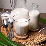 homemade soy milk with infused pandan leaves