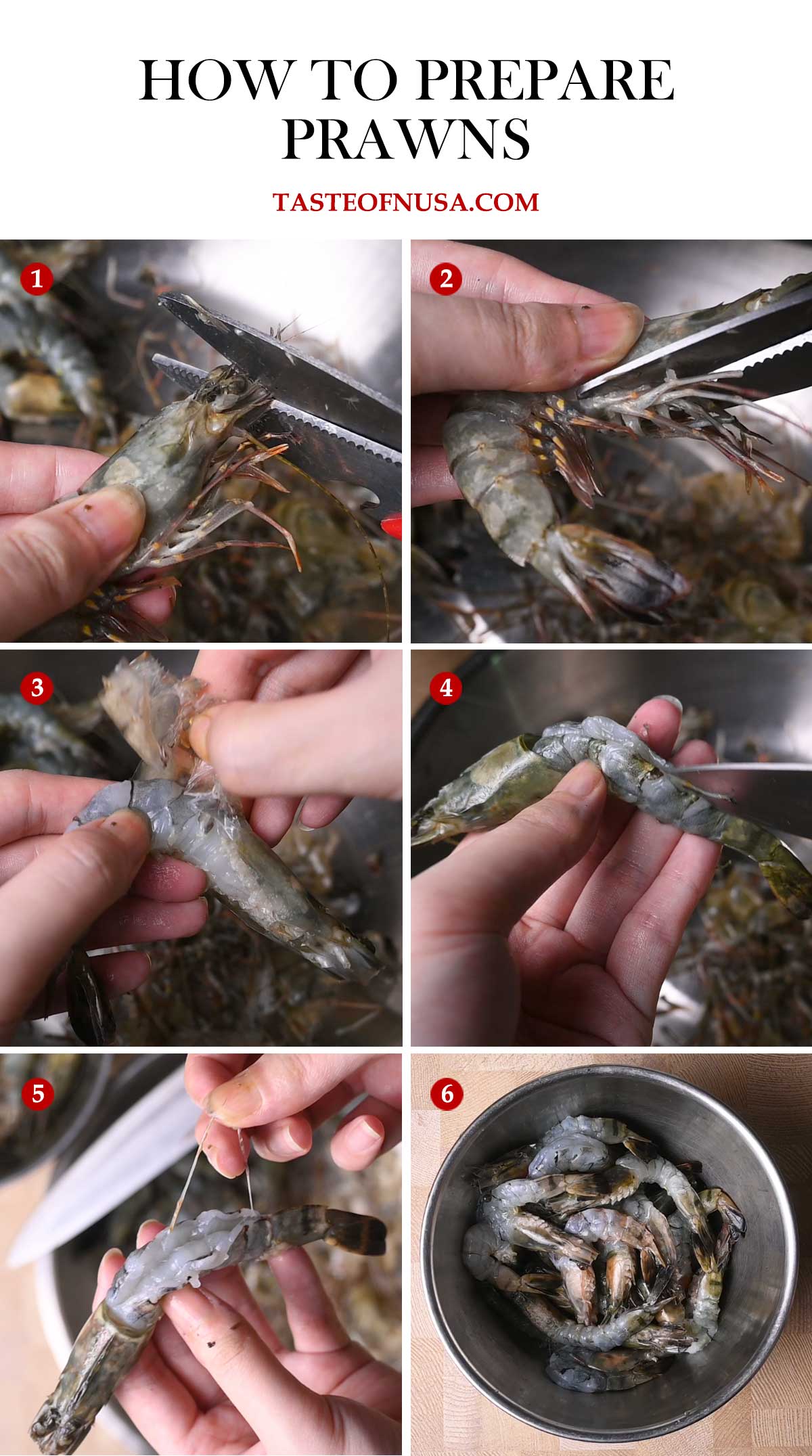 how to trim, peel, and devain prawns