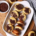 kue cubit (indonesian pinch cakes), mini pancakes with chocolate sprinkles